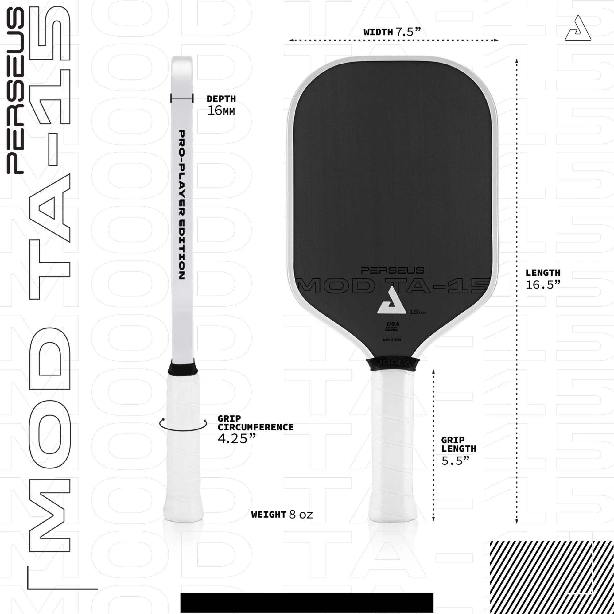 JOOLA Perseus MOD TA-15 16mm Pickleball Paddle