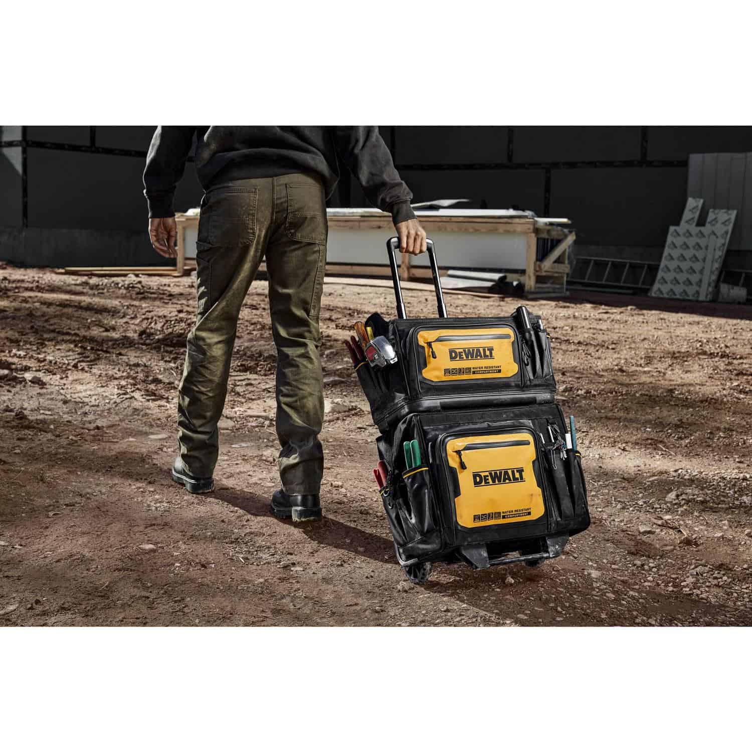 DeWalt Ballistic Nylon Tool Bag On Wheels Roller Tool Bag 27 pocket Black/Yellow 1 pc
