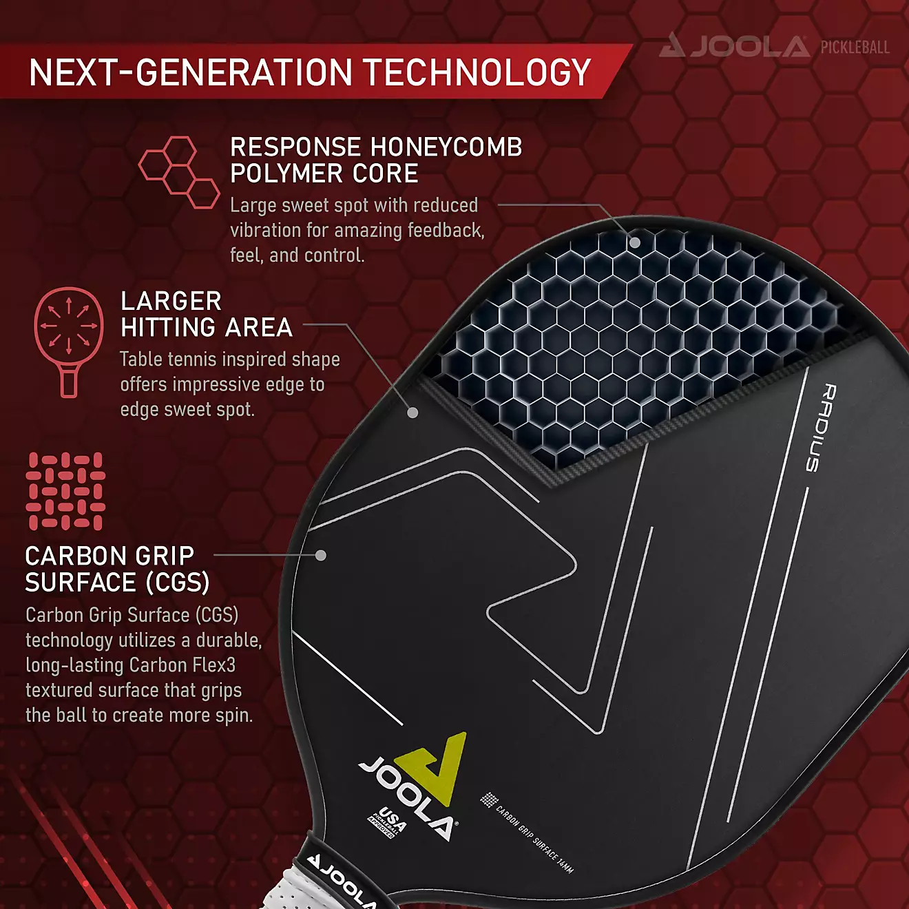 JOOLA Radius FAS 14mm Pickleball Paddle