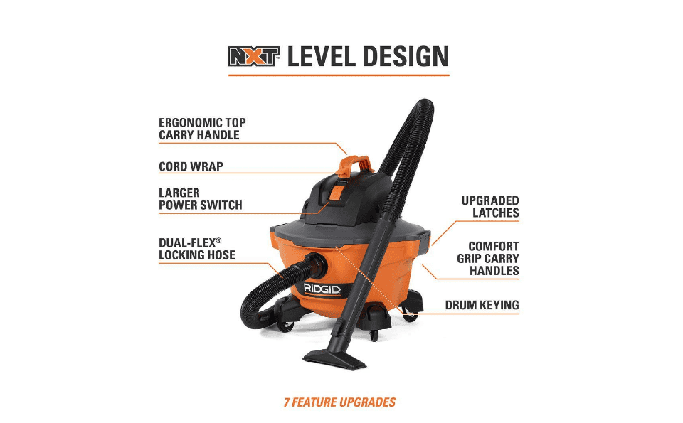 RIDGID HD06001 6 Gal. 3.5-Peak HP NXT Wet/Dry Shop Vacuum with Filter, Hose and Accessories