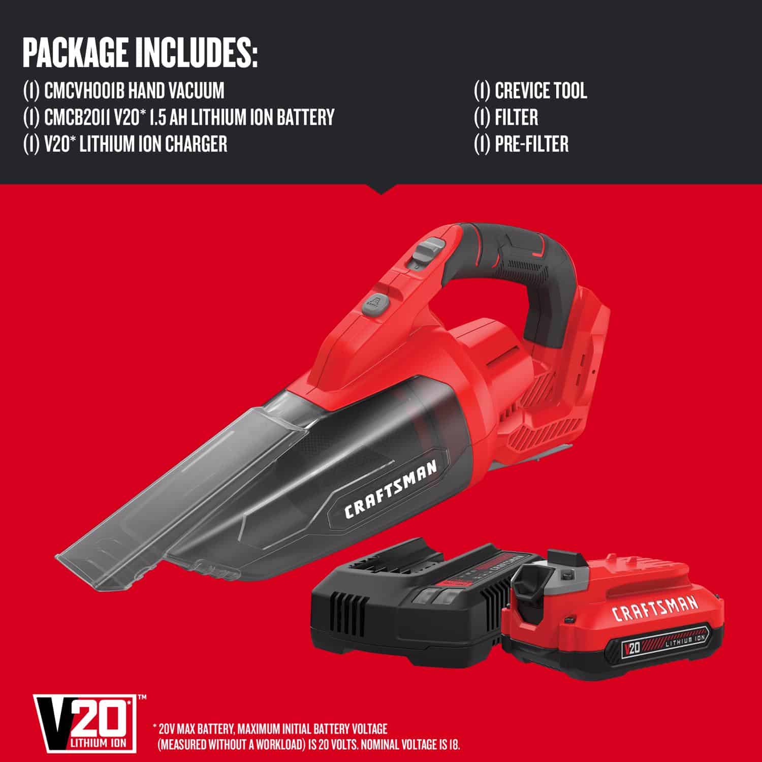 Craftsman V20 Bagless Cordless Multi-Level Filter Hand Vacuum