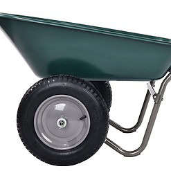 Dual-Wheel Home Garden Yard Utility Wheelbarrow Cart with Built-in Stand