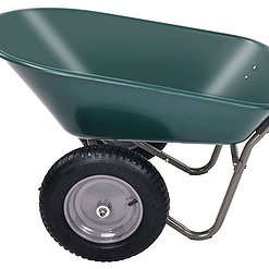 Dual-Wheel Home Garden Yard Utility Wheelbarrow Cart with Built-in Stand