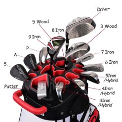 ASK ECHO T-Lock Golf Cart Bag with 14 Way Organizer Divider Top, Premium Cart Bag with Handles and Rain Cover for Men, White