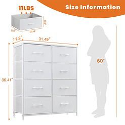 Sweetcrispy Dresser for Bedroom, Chest Organizer Unit with 8 Fabric Bins, Fabric Storage Tower, Drawer Organizer