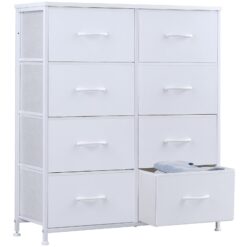 Sweetcrispy Dresser for Bedroom, Chest Organizer Unit with 8 Fabric Bins, Fabric Storage Tower, Drawer Organizer
