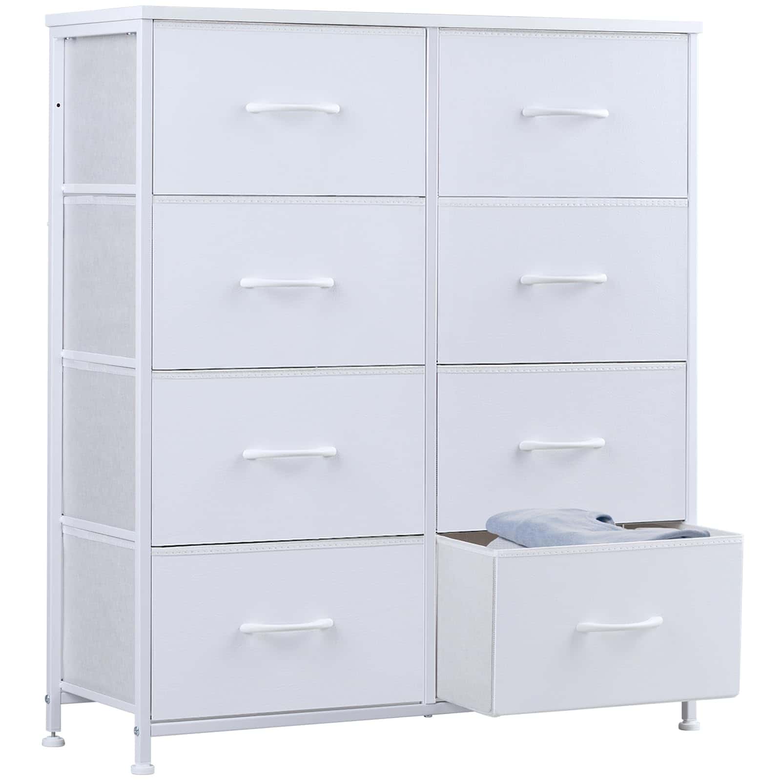 Sweetcrispy Dresser for Bedroom, Chest Organizer Unit with 8 Fabric Bins, Fabric Storage Tower, Drawer Organizer