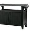 Keter Unity XL Portable Outdoor Table with Stainless Steel Top for Kitchen Prep and Outdoor Storage Cabinet, Dark Grey