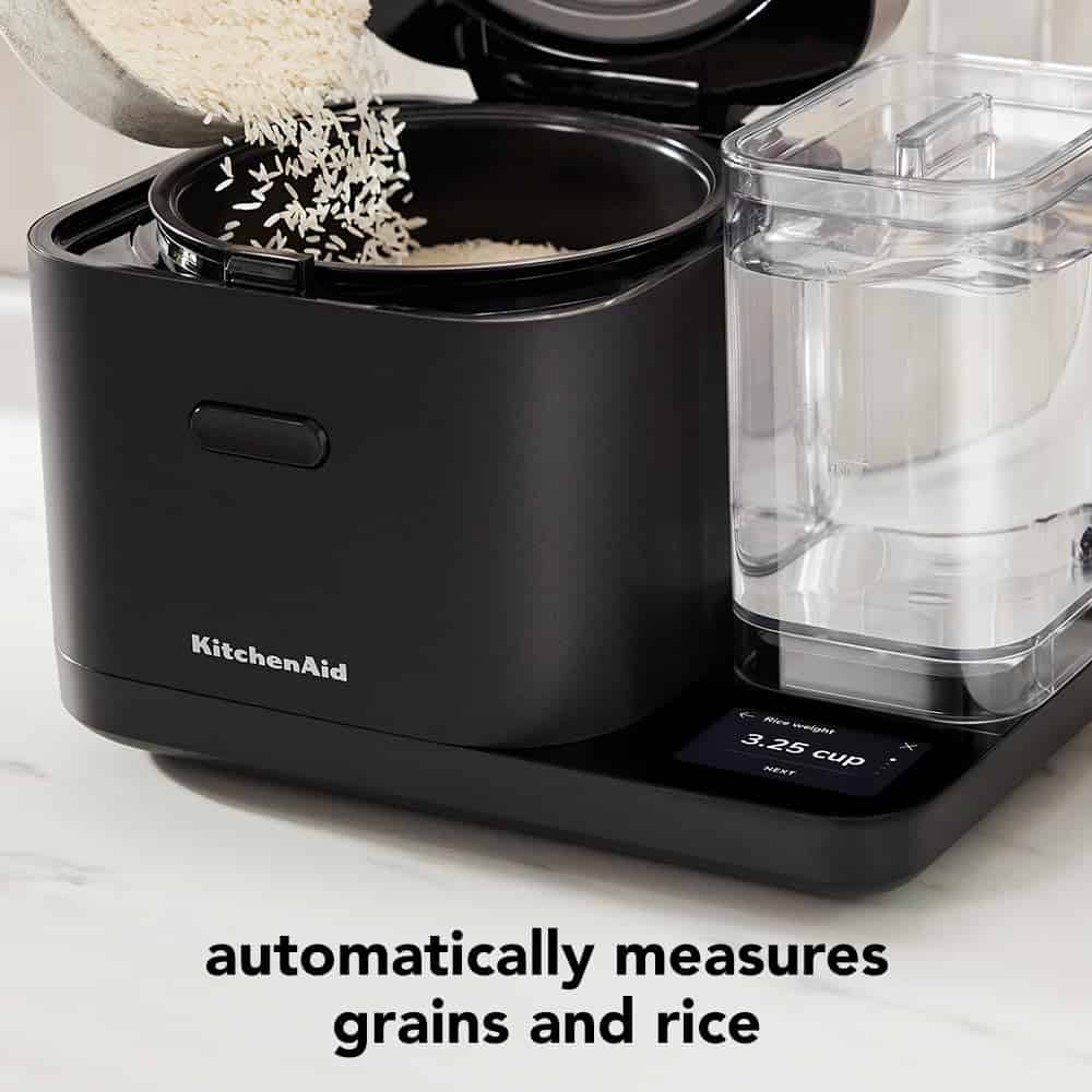 KitchenAid KGC3155BM Grain and Rice Cooker 8 Cup with Automatically Sensing Integrated Scale and Water Tank