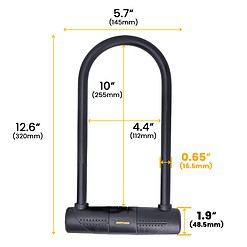 Sigtuna Bike U Lock, Extra Long Bike Locks Heavy Duty Anti Theft, 16mm Bicycle Lock with Shackle and Mounting Holder and 4ft Cable