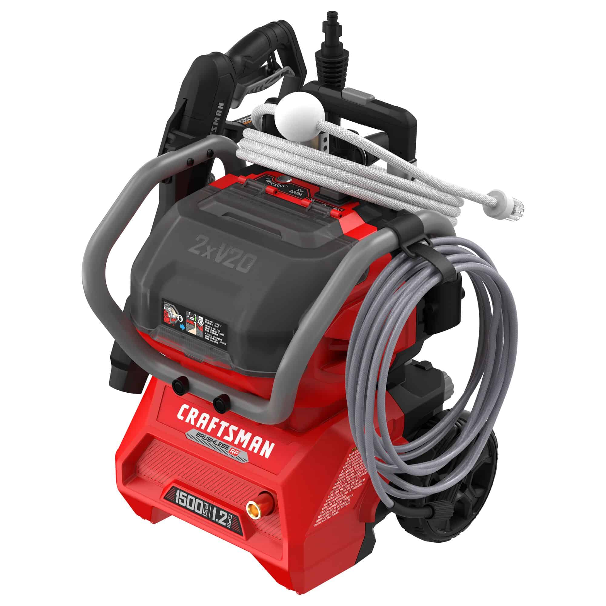 CRAFTSMAN CMCPW1500N2 V20 Brushless RP 1500 PSI 1.2-GPMs Cold Water Battery Pressure Washer with 3 Spray Tips 9 Ah (Battery and Charger Included)