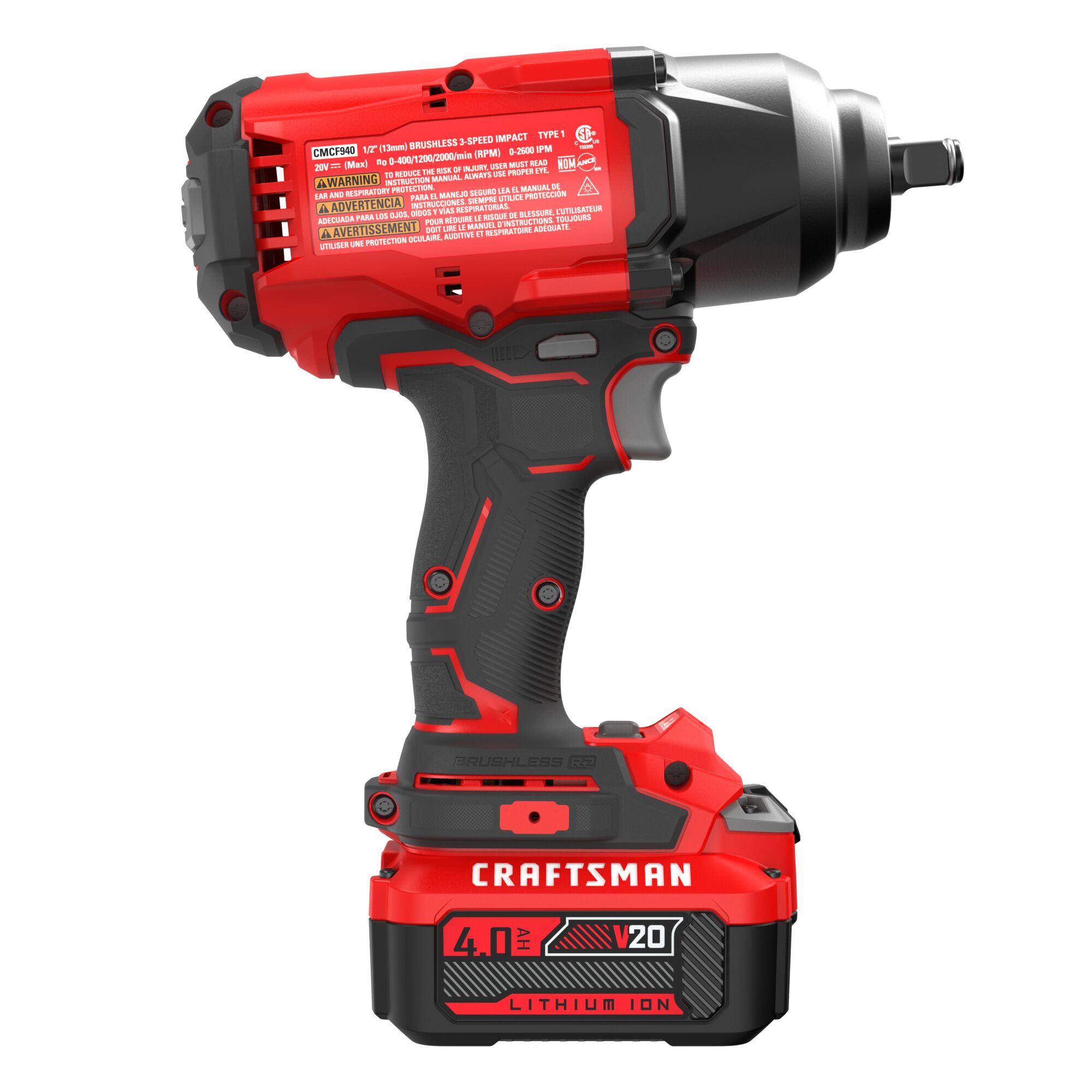 Craftsman V20 1/2 in. Cordless Brushless Impact Wrench w/Hog Ring Kit (Battery & Charger) - Image 12