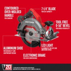 Craftsman CMCS550B V20 7-1/4 in. Cordless Brushless Circular Saw Tool Only
