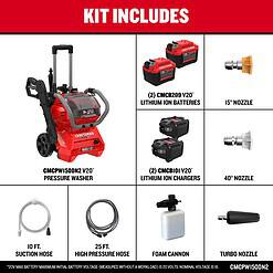 CRAFTSMAN CMCPW1500N2 V20 Brushless RP 1500 PSI 1.2-GPMs Cold Water Battery Pressure Washer with 3 Spray Tips 9 Ah (Battery and Charger Included)