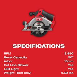 Milwaukee M12 Fuel 5-3/8 in. Cordless Brushless Circular Saw