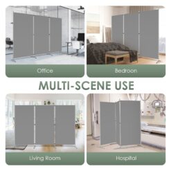 RANTILA 3 Panel Room Divider, 6 Ft Tall Folding Privacy Screen Freestanding Room Partition Wall Dividers, 102''W x 20''D x 71''H, Grey