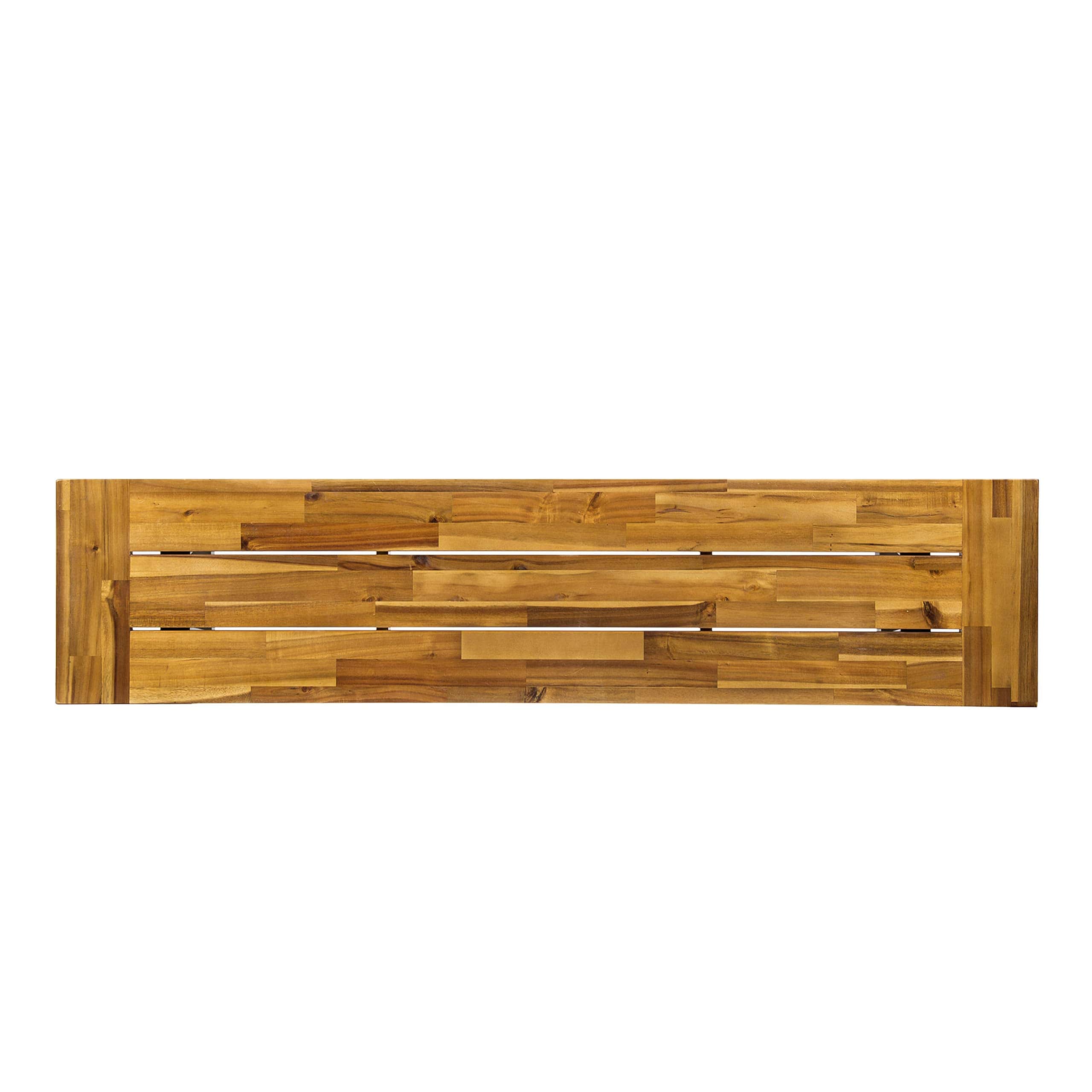Christopher Knight Home Catriona Outdoor Acacia Wood Bench with Metal Accents, Teak Finish
