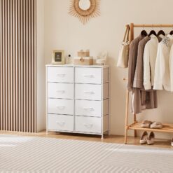 Sweetcrispy Dresser for Bedroom, Chest Organizer Unit with 8 Fabric Bins, Fabric Storage Tower, Drawer Organizer