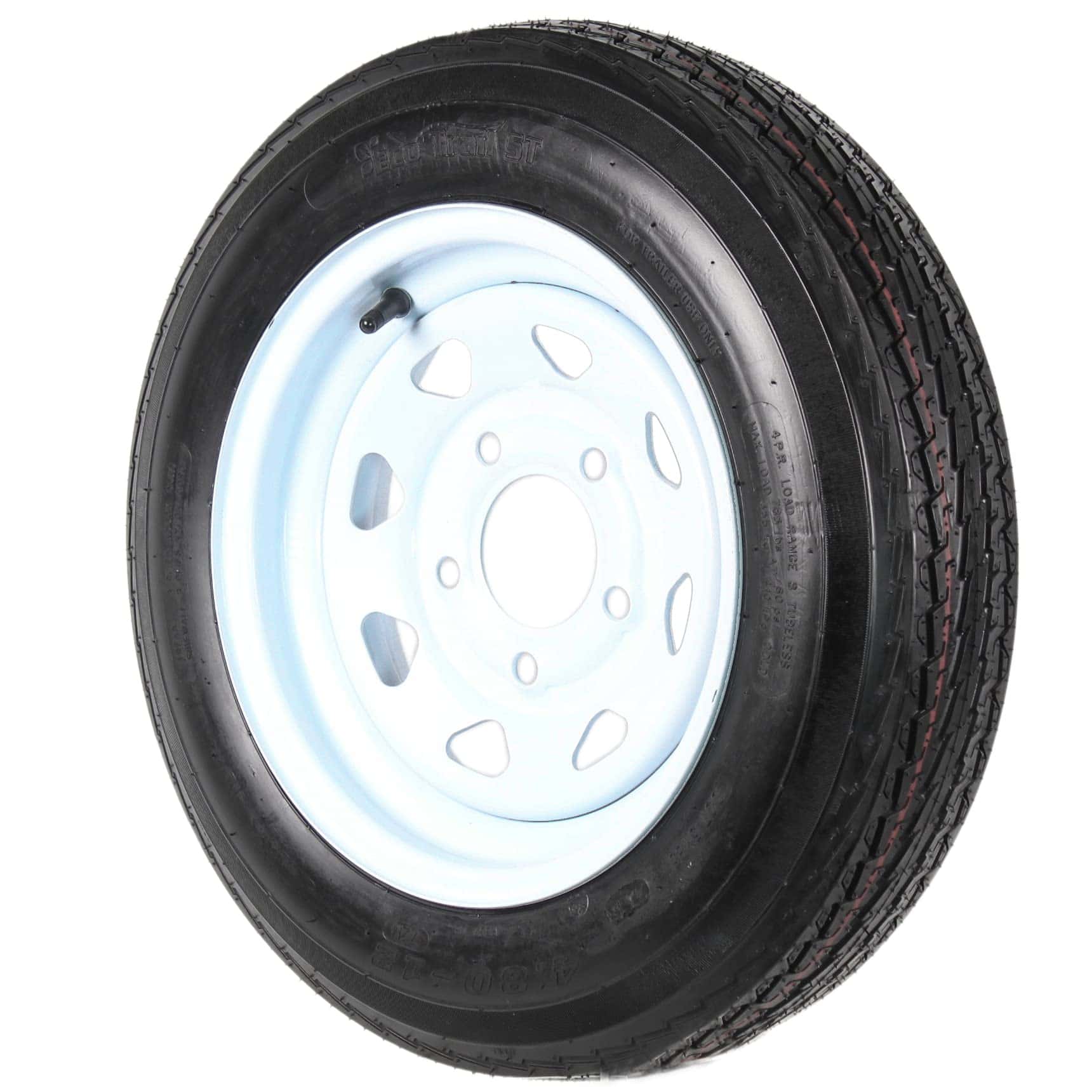 eCustomRim 2-Pack Trailer Tire On Rim 4.80-12 Load C 5 Lug White Spoke Wheel 30660