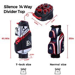 ASK ECHO T-Lock Golf Cart Bag with 14 Way Organizer Divider Top, Premium Cart Bag with Handles and Rain Cover for Men, White