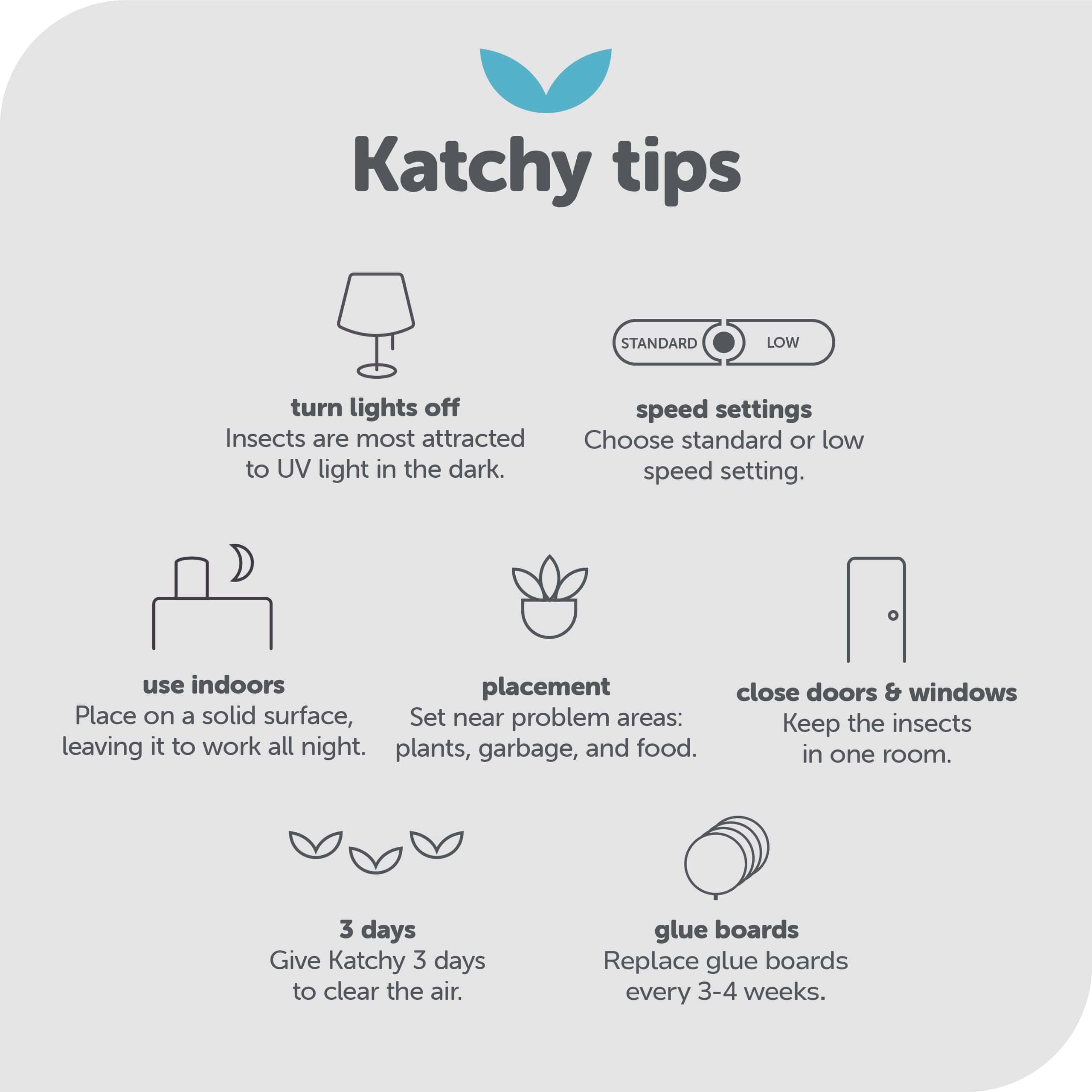 Katchy Indoor Insect Trap Catch Insects Indoors with Suction, Bug Light & Sticky Glue (White)