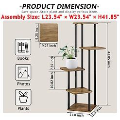 AZERPIAN Plant Stand 5 Tier Indoor Metal Flower Shelf for Multiple Plants Corner Tall Flower Holders, Black (5 Tier-Black)