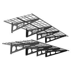 FLEXIMOUNTS 2-Pack 2x6ft Garage Shelving 24-inch-by-72-inch Wall Shelf Garage Storage Rack Floating Shelves, Black