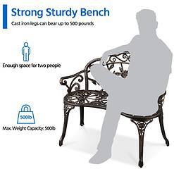 Yaheetech Patio Garden Bench Park Bench Outdoor Benches, Aluminium Patio Yard Bench, Bronze