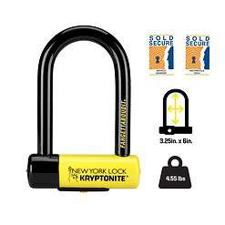 Kryptonite New York Fahgettaboutit Mini Bike U-Lock, Heavy Duty Anti-Theft Bicycle U Lock, Black