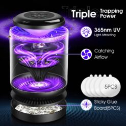 BUGBOW Fly Trap Indoor, Bug Light Trap Indoor, Remote Control Fruit Fly Trap Black & Dark Blue