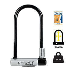 Kryptonite Kryptolok Standard Bike U-Lock, Heavy Duty Anti-Theft Bicycle U Lock, Black