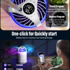CreateFun Bug Zapper Indoor with Temperature & Humidity Sensor, Fly Trap Indoor, 3-in-1 Fruit Fly Trap, White