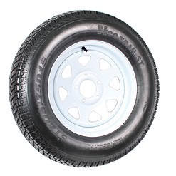 eCustomRim Trailer Tire On Rim ST205/75D15 F78-15 205/75-15 LRC 5 Lug Wheel White Spoke