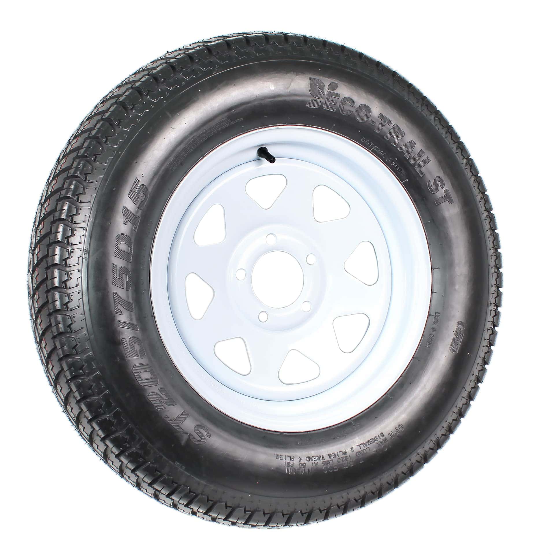 eCustomRim Trailer Tire On Rim ST205/75D15 F78-15 205/75-15 LRC 5 Lug Wheel White Spoke