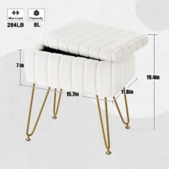 Greenstell Vanity Stool Chair Faux Fur with Storage, 15.7
