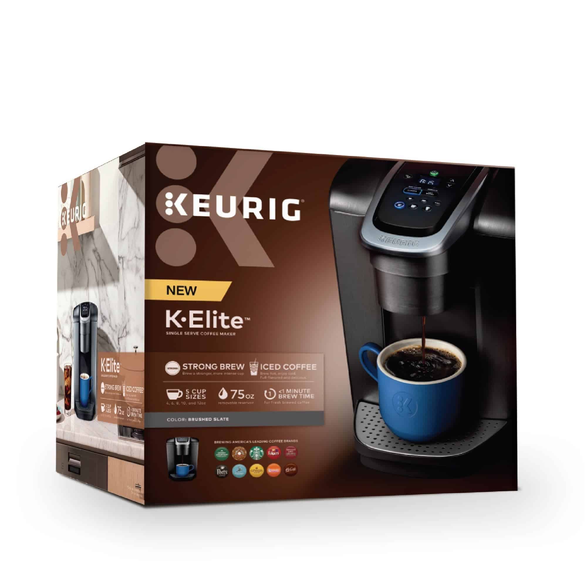 Keurig K-Elite Single-Serve K-Cup Pod Coffee Maker, Brushed Slate, 12 oz. Brew Size