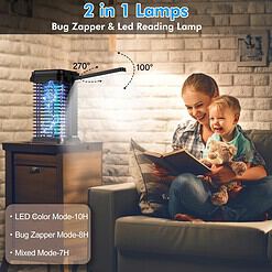 HumiLife Rechargeable Solar Bug Zapper Outdoor & Indoor, 4200V Grid, USB Charging, 5000mAh Battery, Black