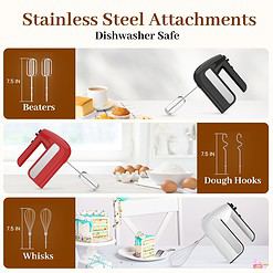 CHIDOLL 5-Speed Electric Hand Mixer, 800W Handheld Mixer with Turbo for Baking & Cooking, Kitchen Food Mixer - Black