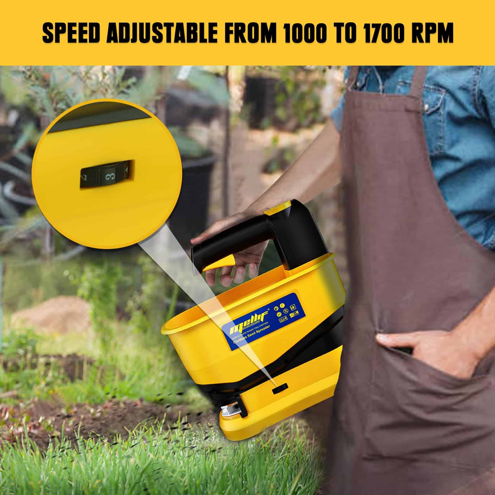 Mellif Cordless Handheld Spreader for Dewalt 20V MAX Battery, Power Fertilizer Spreader Available Year-Round