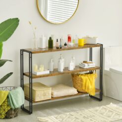 HCHQHS 3-Tier Rustic Wood and Metal Industrial Bookcase - 40in
