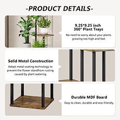AZERPIAN Plant Stand 5 Tier Indoor Metal Flower Shelf for Multiple Plants Corner Tall Flower Holders, Black (5 Tier-Black)