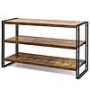 HCHQHS 3-Tier Rustic Wood and Metal Industrial Bookcase - 40in