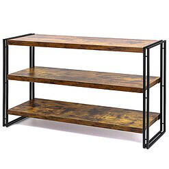 HCHQHS 3-Tier Rustic Wood and Metal Industrial Bookcase - 40in