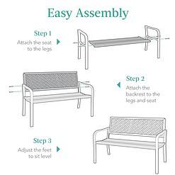Best Choice Products Outdoor Bench 2-Person Metal Steel Benches Furniture, 790lb Capacity - Rose Red