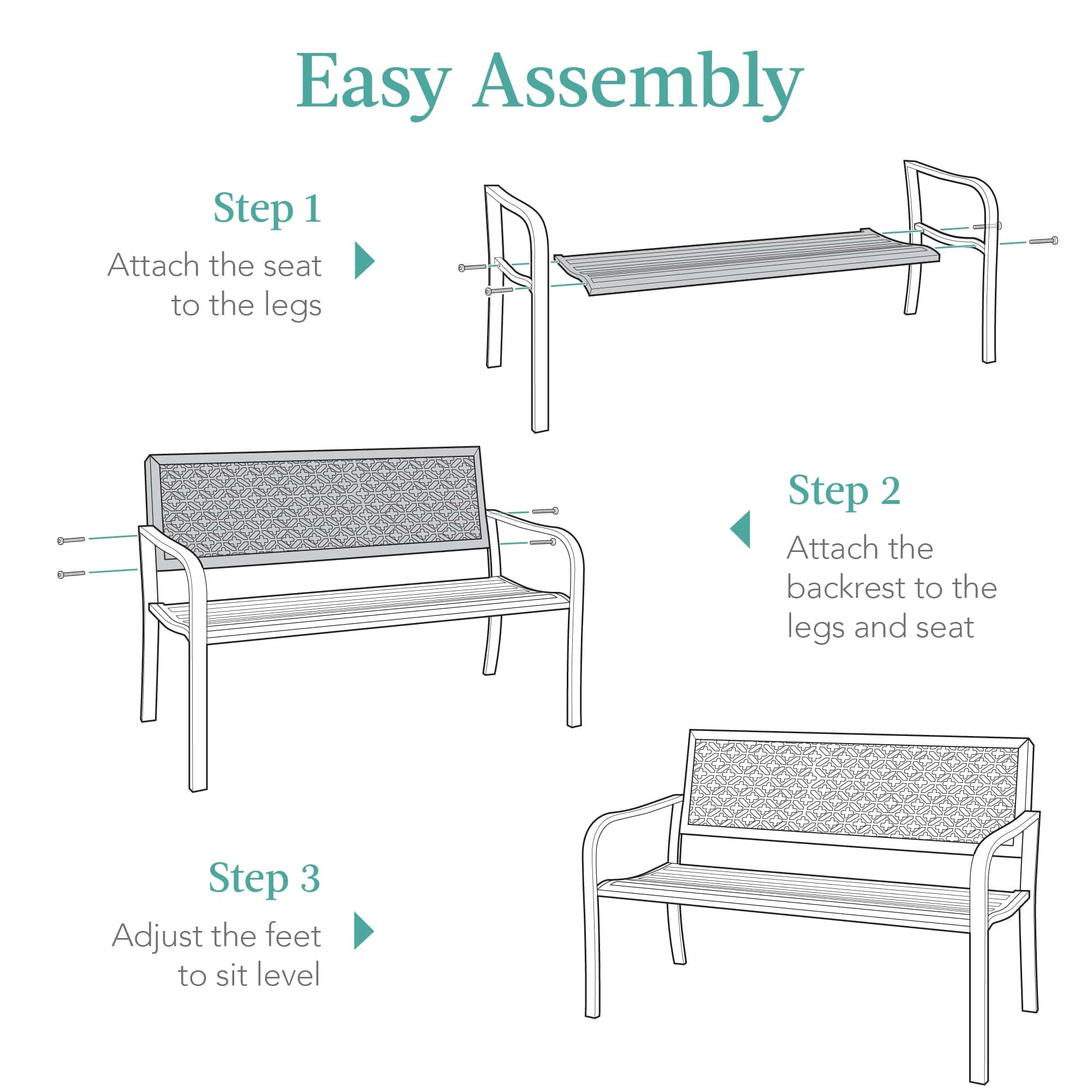 Best Choice Products Outdoor Bench 2-Person Metal Steel Benches Furniture, 790lb Capacity - Rose Red