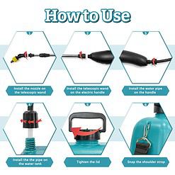 Kaskiwaly 2 Gallon Electric Garden Sprayer, Battery Powered Sprayer with 3 Mist Nozzles