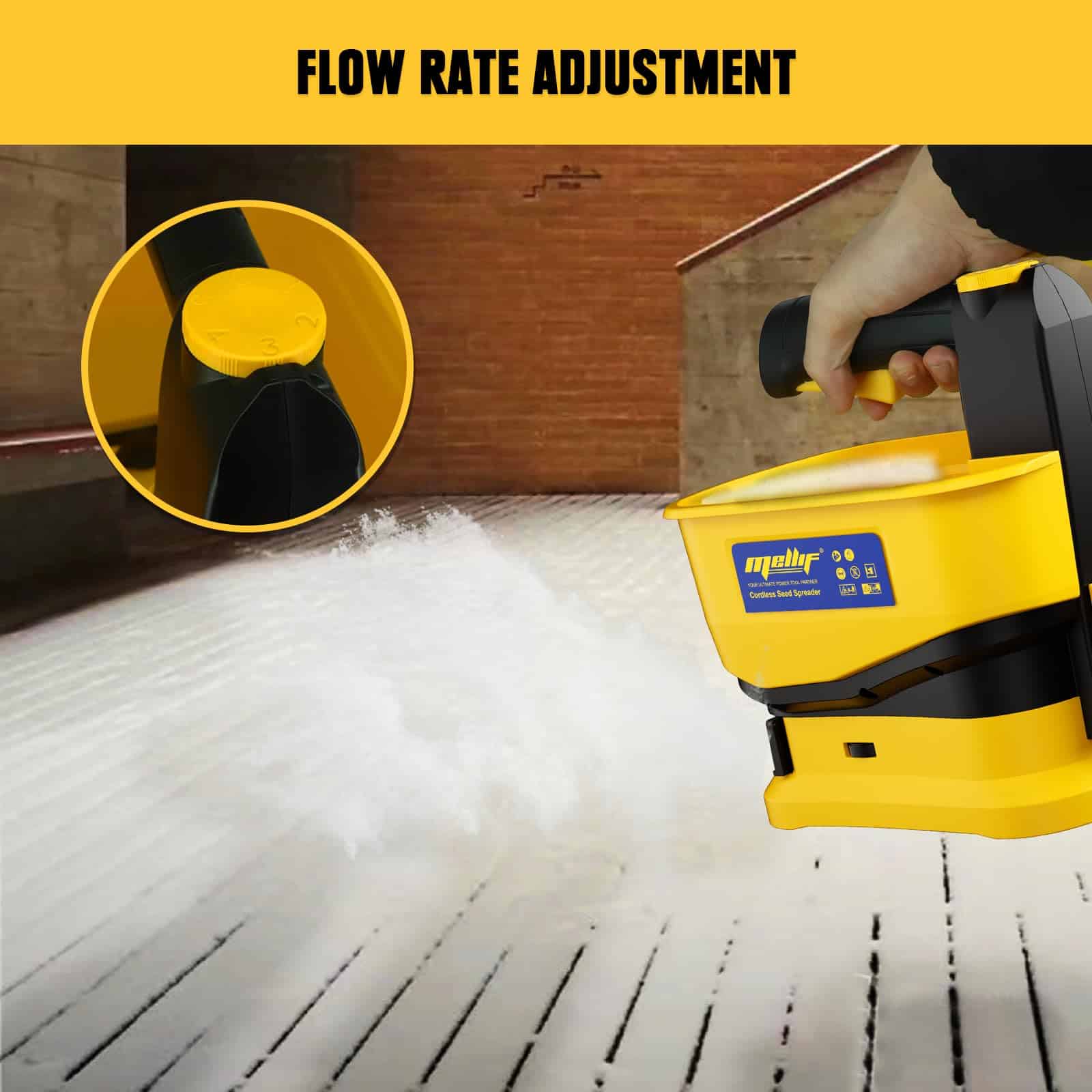 Mellif Cordless Handheld Spreader for Dewalt 20V MAX Battery, Power Fertilizer Spreader Available Year-Round