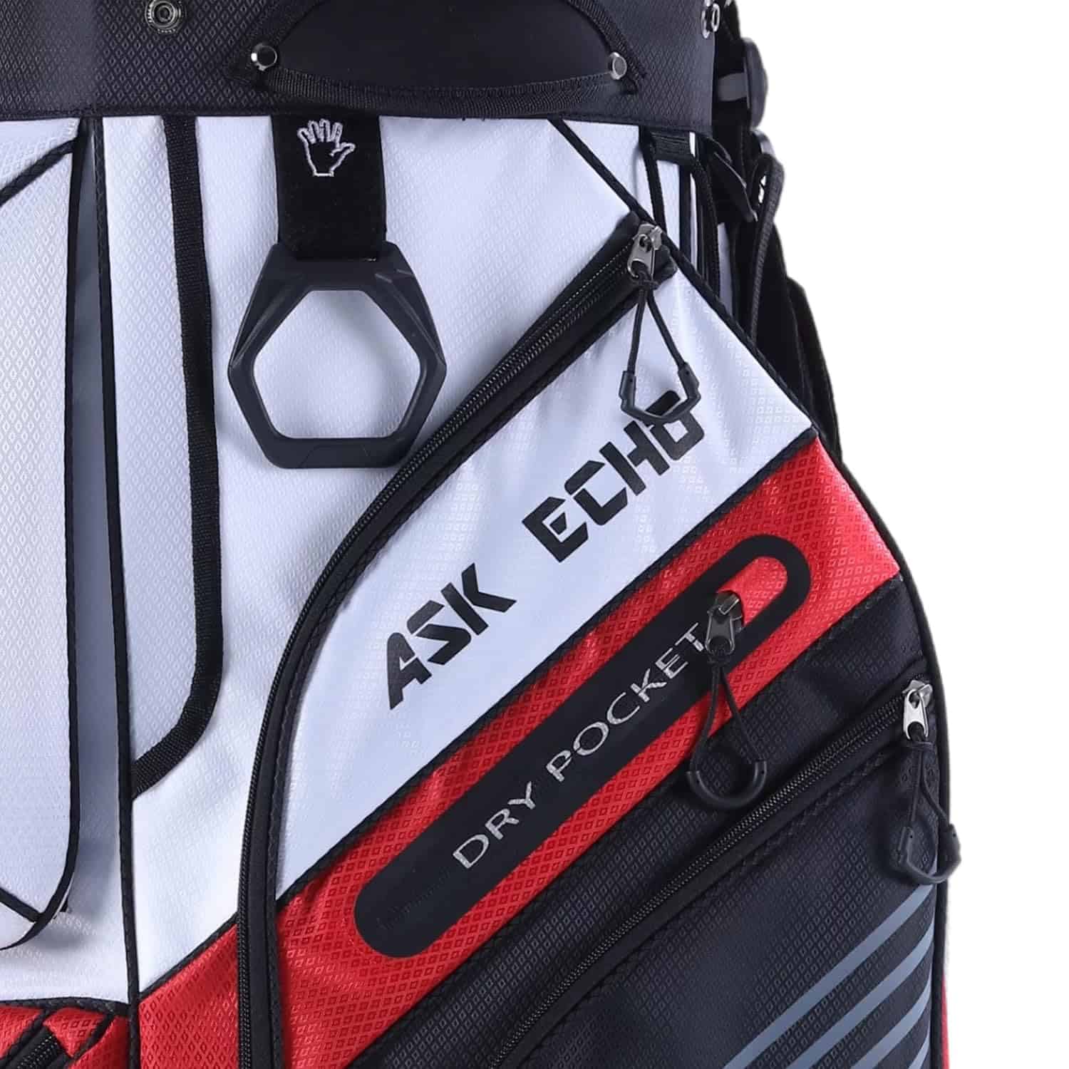 ASK ECHO T-Lock Golf Cart Bag with 14 Way Organizer Divider Top, Premium Cart Bag with Handles and Rain Cover for Men, White
