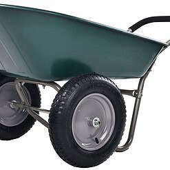 Dual-Wheel Home Garden Yard Utility Wheelbarrow Cart with Built-in Stand