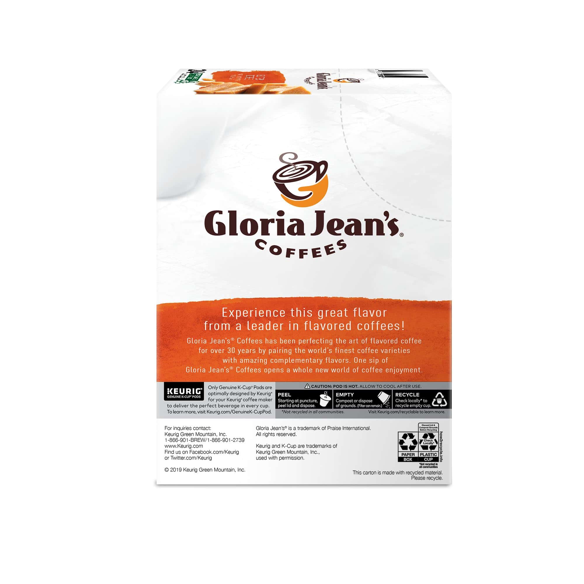 Gloria Jean's Butter Toffee, Keurig Single-Serve K-Cup Pods, Medium Roast Coffee, 96 Count (4 Packs of 24)